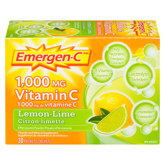 EMERGEN C 1000MG LEMON/LIME PK 30