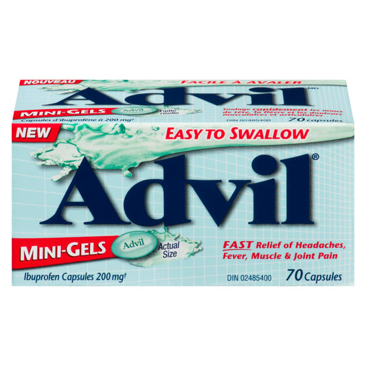 ADVIL MINI GEL CAPS 200MG 70