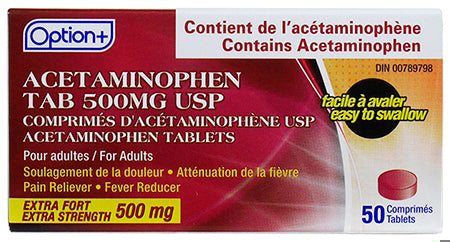 OPTION+ ACETAMINOPHEN EZ TB 500MG 50