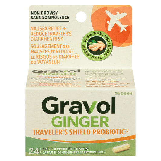 GRAVOL GINGER TRAVEL PROB NAUSEA&DIARRHEA CAPS 24