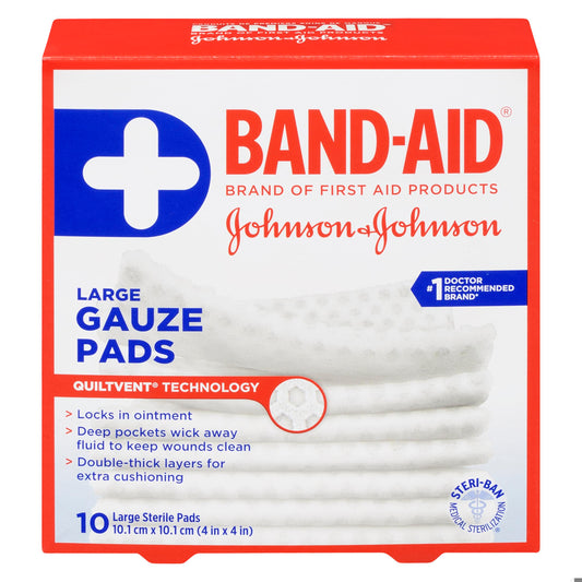 BAND AID GAUZE PADS LARGE 10