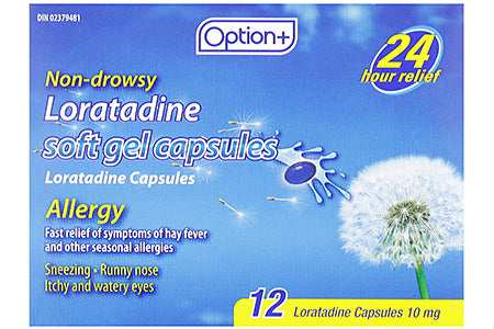 OPTION+ LORATADINE SOFT GELS 10MG 12
